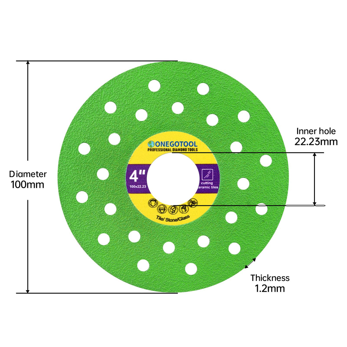 ONEGOTOOL porcelain tile cutting blade delivering precise ceramic edge with reduced chipping