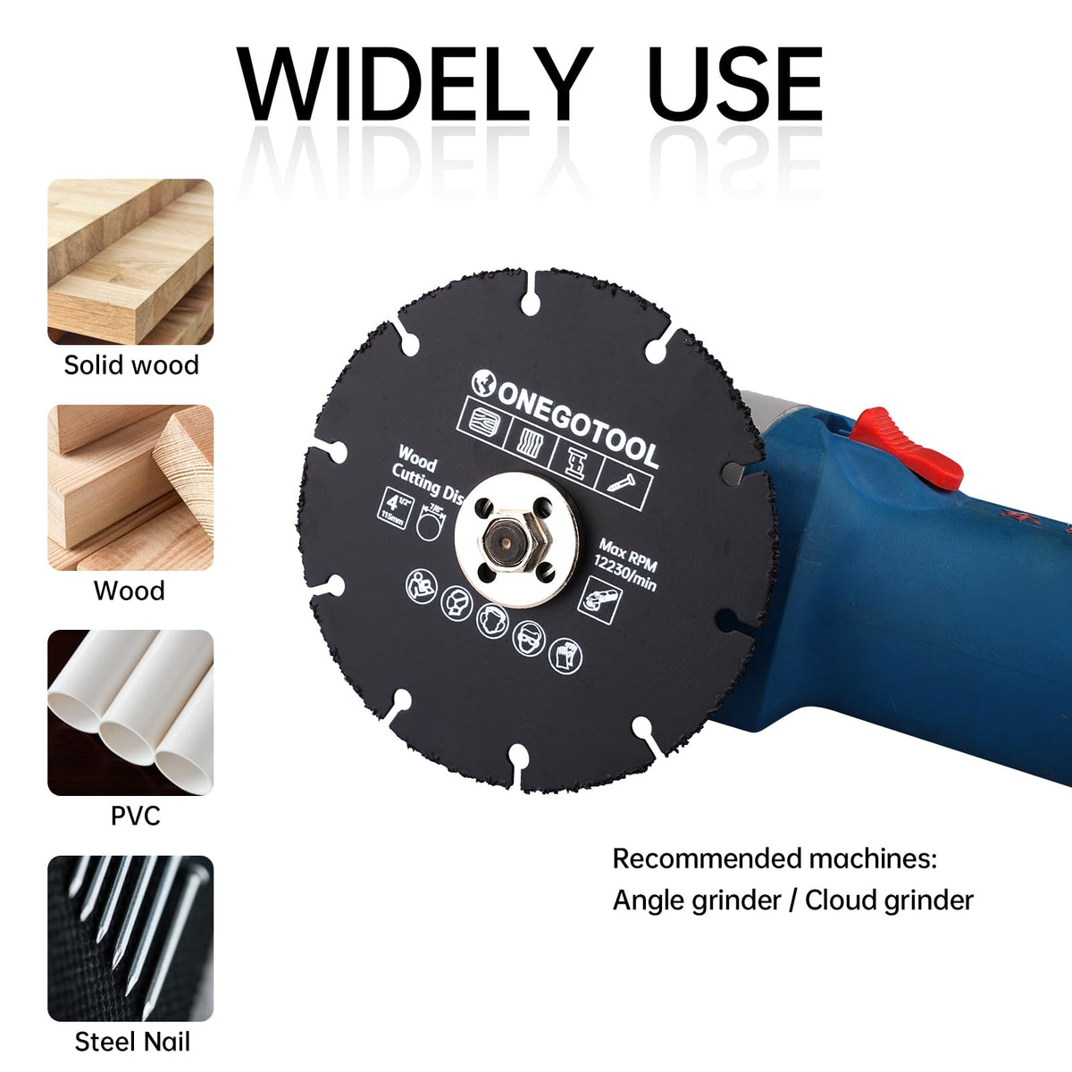 ONEGOTOOL compatible with most angle grinders for quick setup.