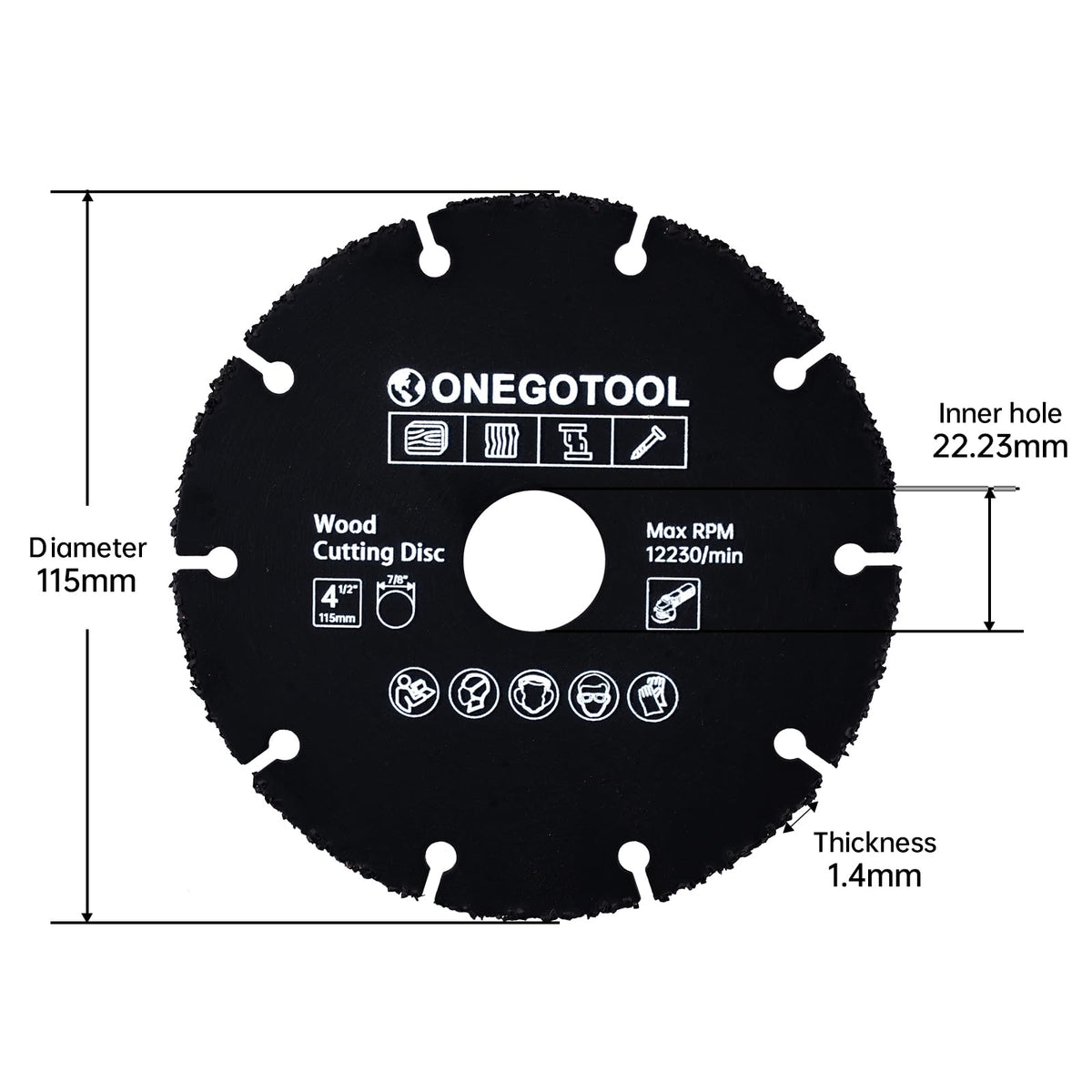 ONEGOTOOL durable cutting disc resists binding for tough jobs.