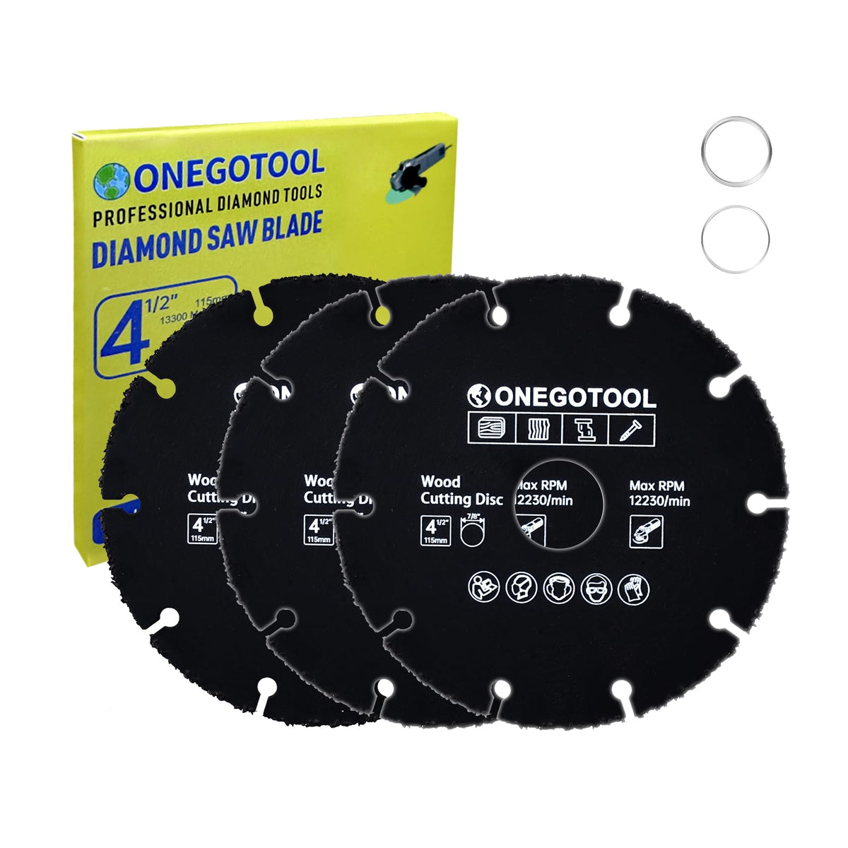 ONEGOTOOL wood cutting blade for angle grinders enables precise cuts.