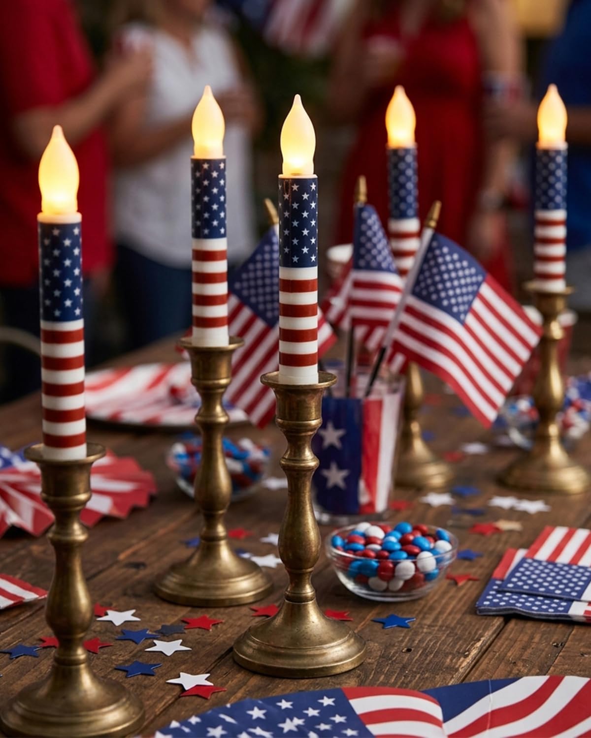 ONEIHOMM table decoration candles illuminate Independence Day gatherings