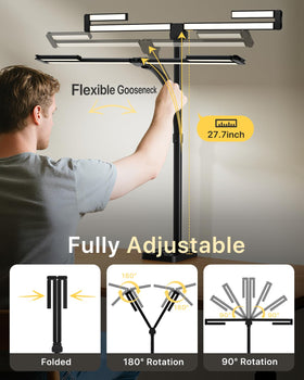 ONEMIX lamp features segmented bar panels for focused or broad lighting.