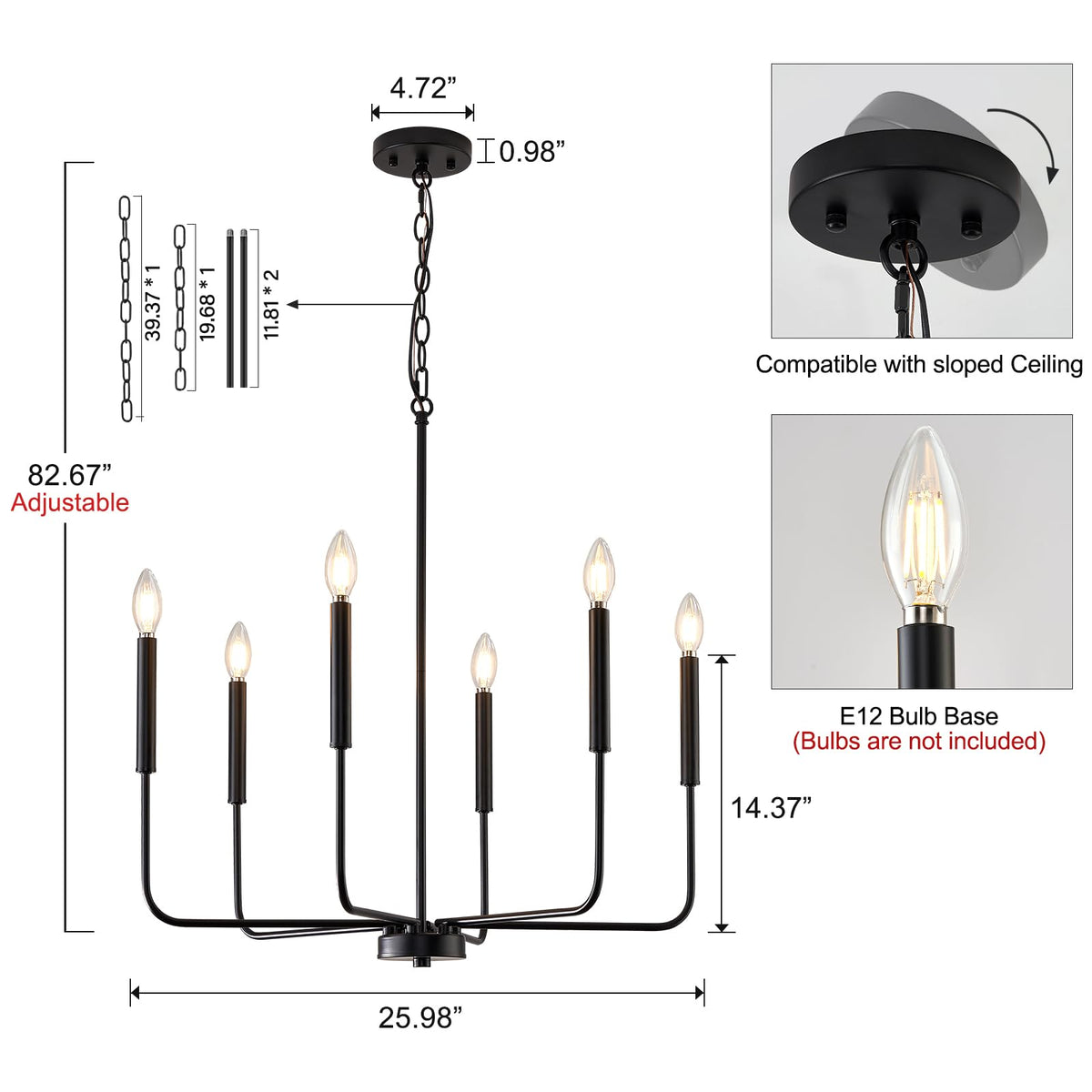 ONESMING six sockets support versatile bulbs for warm or bright moods