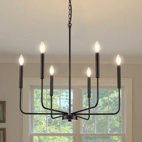 ONESMING modern black chandelier with candle arm design enhances dining room ambiance