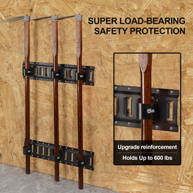 Onesnt five-piece e-track tool organizers ready for garage or trailer