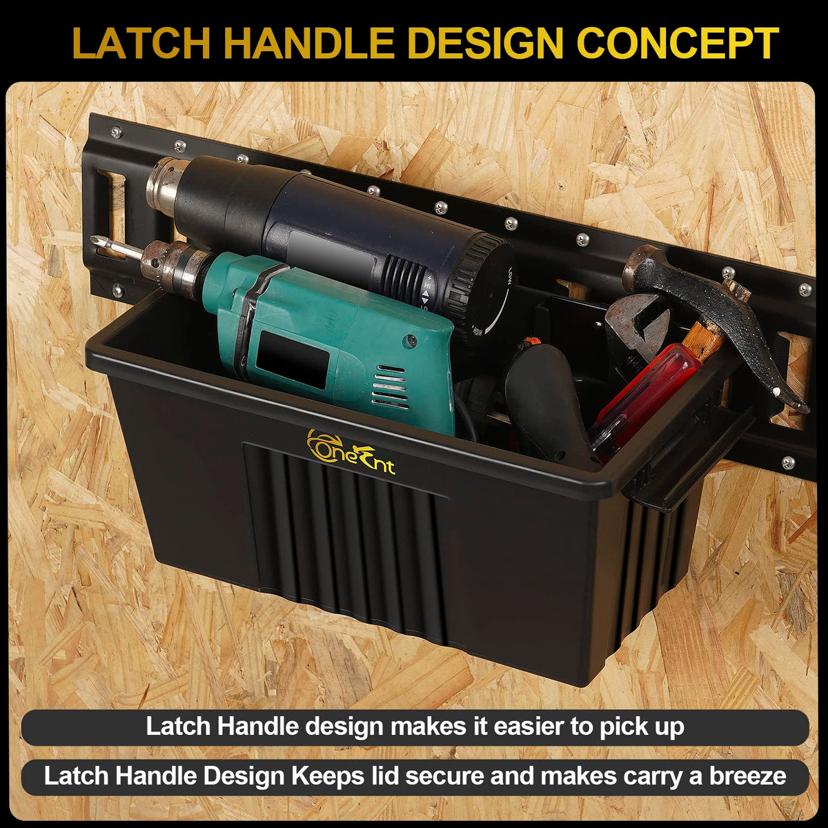 Onesnt E-Track basket dimensions highlight compact depth for tight spaces.