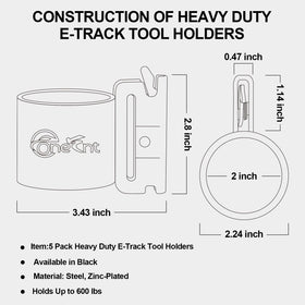 Onesnt heavy-duty e-track holders shown in side view for secure storage