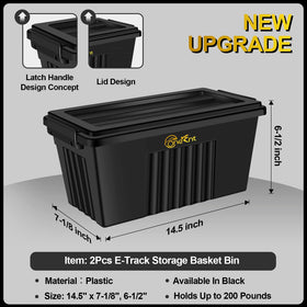 Onesnt two-pack E-Track baskets installed in a trailer for organized gear.