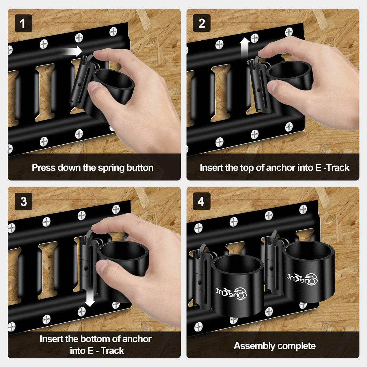 Onesnt zinc-coated steel e-track holders resist weather and rust