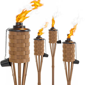 ONETHATCH citronella torch brown 4-pack with wide-mouth canister for easy refills.