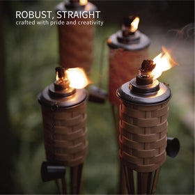 ONETHATCH citronella torch with ground spike for quick, stable outdoor setup.