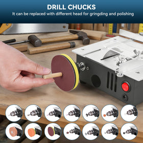 ONEVAN mini table saw dust collection tube keeps workspace cleaner