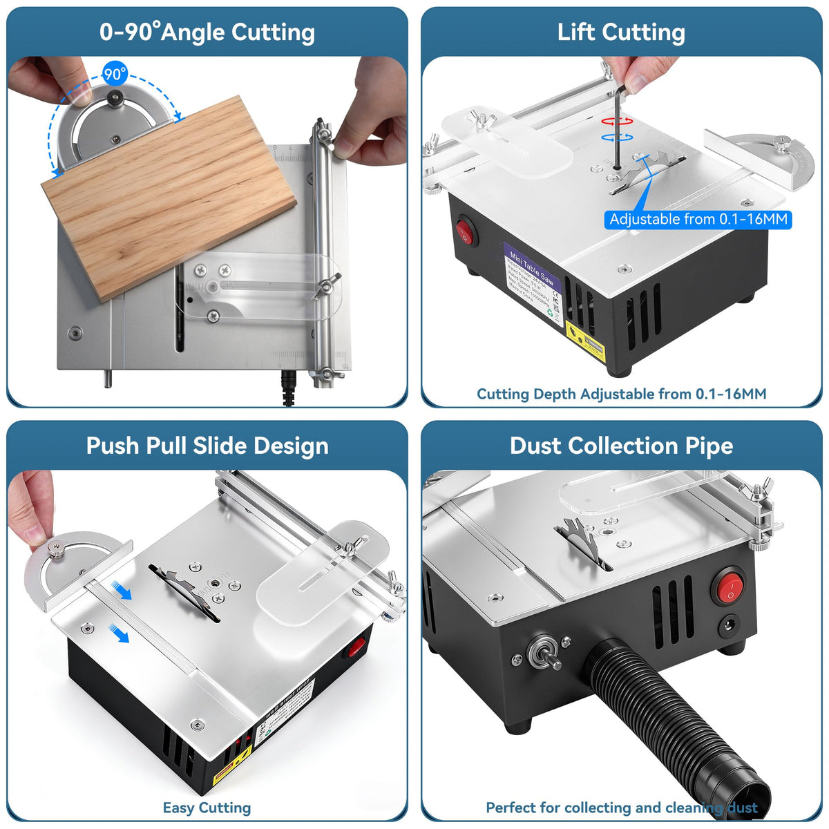 ONEVAN mini table saw shock absorbing feet reduce vibration