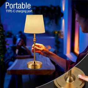 ONEWISH bedside lamp with fabric shade for a gentle night glow
