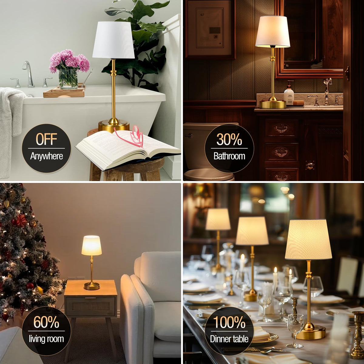 ONEWISH lamp with brushed metal finish adds vintage elegance