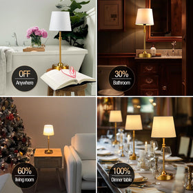 ONEWISH lamp with brushed metal finish adds vintage elegance