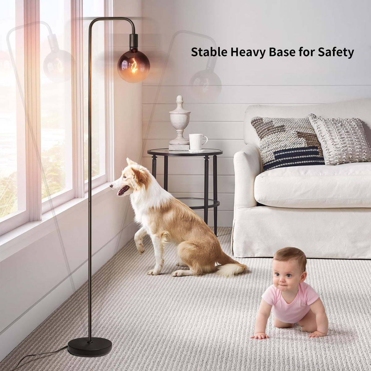 ONEWISH floor lamp 5.8ft cord allows flexible placement near outlets