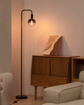 ONEWISH floor lamp globe bulb closeup highlights spiral filament details