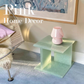 ONEWISH pink striped lamp makes a gift-ready decor piece for special occasions