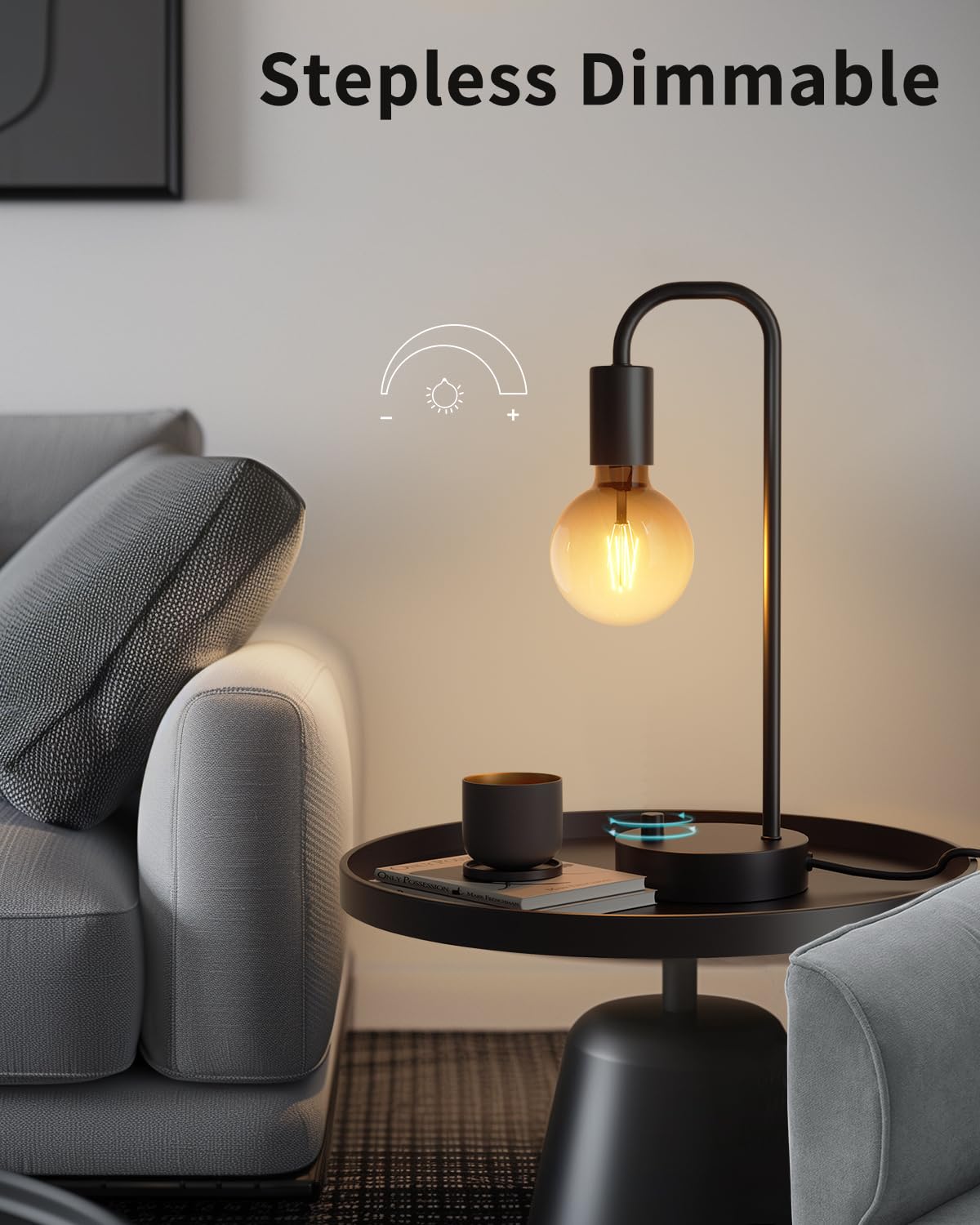 ONEWISH industrial table lamp pole with matte black finish for modern decor