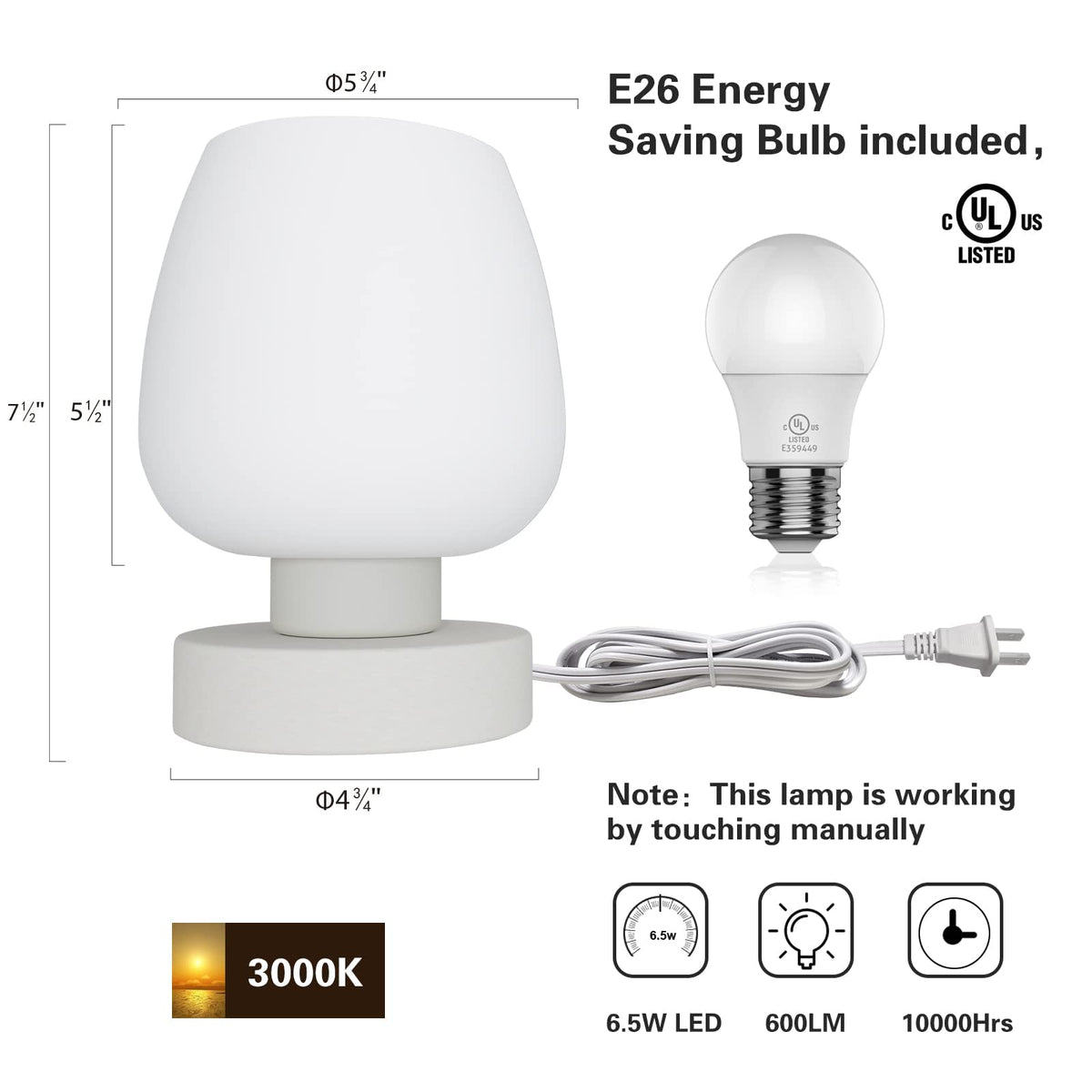 ONEWISH modern bedroom lamp accents a tidy nightstand setup.