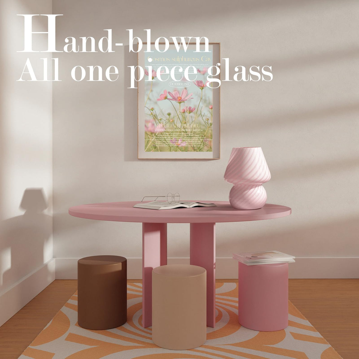 ONEWISH mushroom lamp close-up reveals unique hand-blown glass details that elevate decor