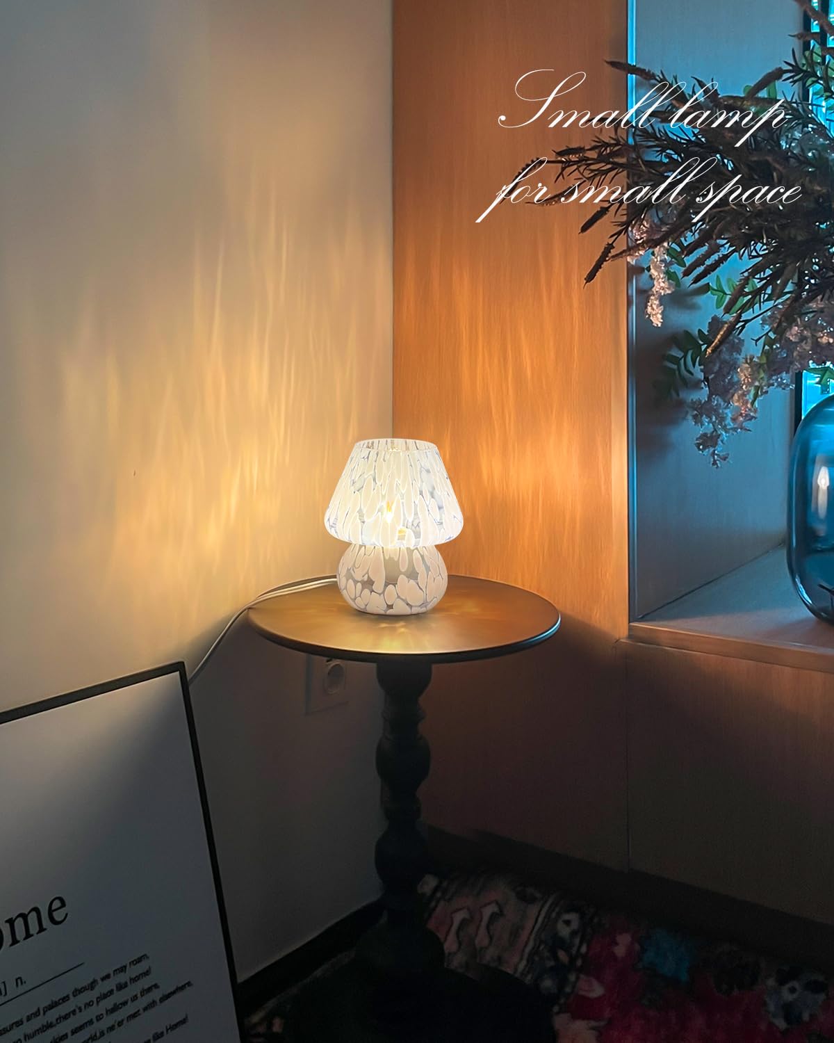 ONEWISH blue glass lamp spreads soft ambient light without flicker