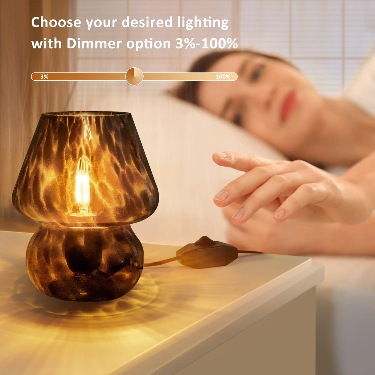 ONEWISH Mushroom Lamp translucent glass interplay creating cozy ambient light