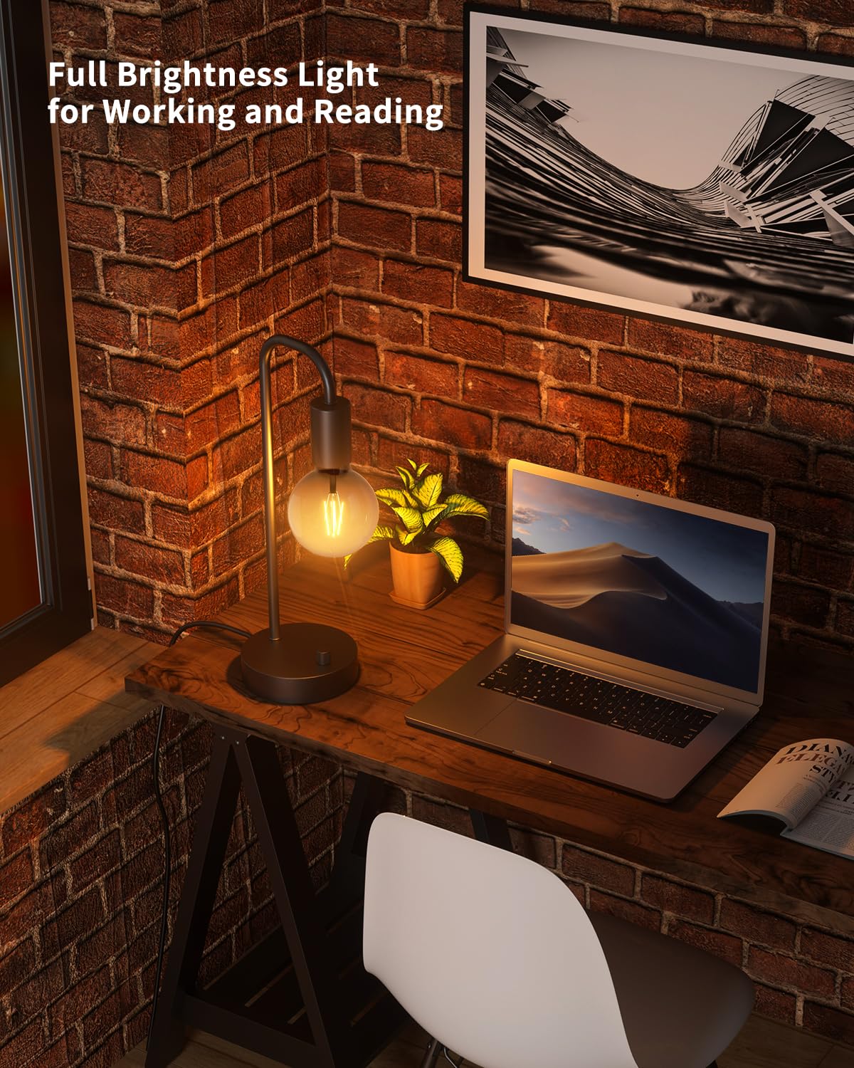 ONEWISH office desk lamp with smooth dimming for focused work.