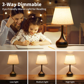 ONEWISH touch bedside lamps show dimming area for quick brightness changes.