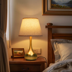 ONEWISH lamp includes 2700K LED bulb for immediate warm light.
