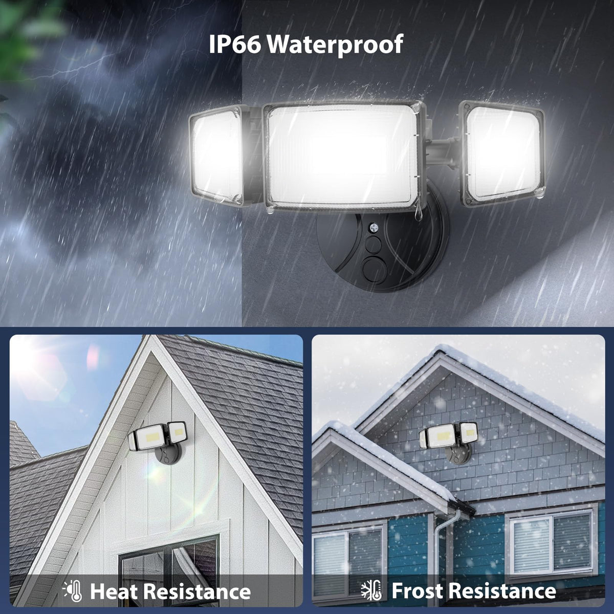 Onforu 100W flood light aluminum housing with efficient heat dissipation.