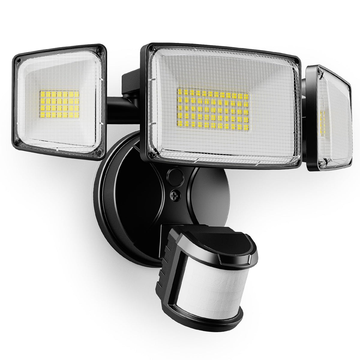 Onforu 100W LED motion sensor outdoor lights front view for secure entryway illumination.