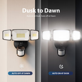 Onforu 100W LED outdoor floodlight easy hardwired installation for round-the-clock illumination.