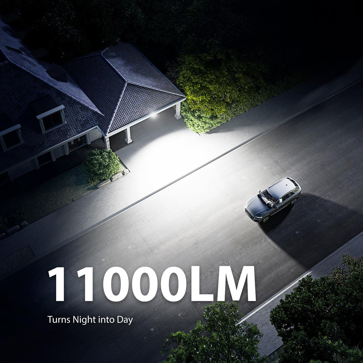 Onforu 100W LED motion sensor outdoor lights motion detection area highlighted for safety.