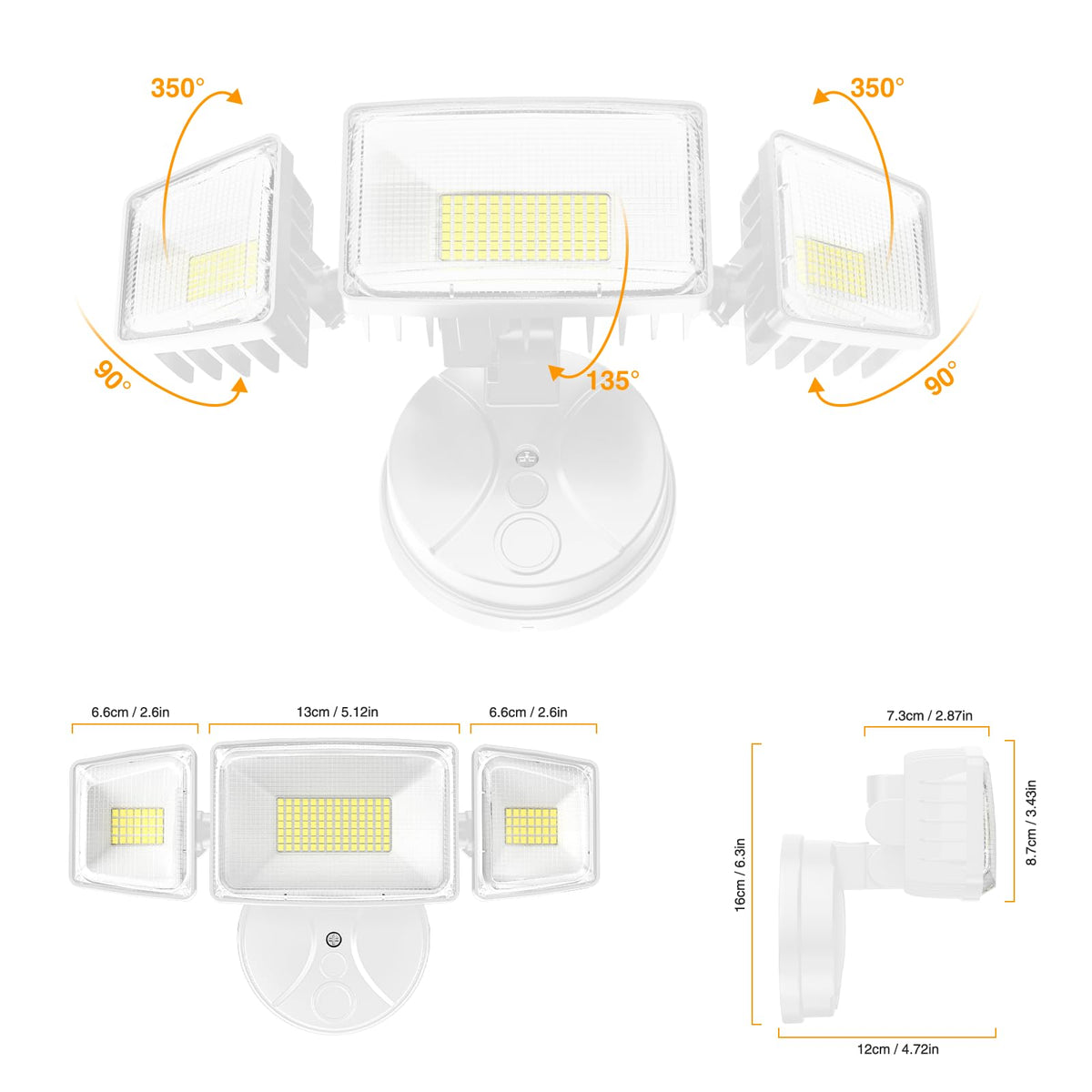 Onforu 100W flood light mounted on an eave for secure outdoor lighting.
