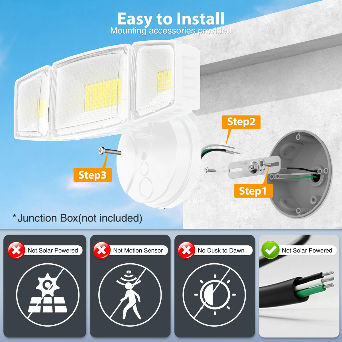 Onforu 100W flood light side angles showing broad outdoor coverage.