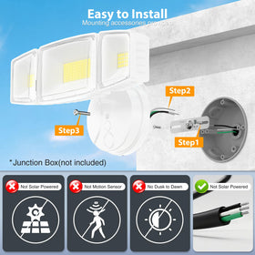 Onforu 100W flood light side angles showing broad outdoor coverage.