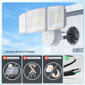 Onforu 130W LED security light with three adjustable heads for versatile coverage