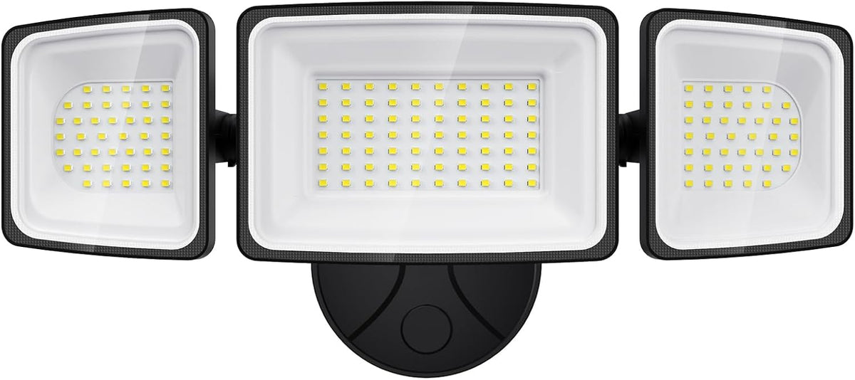Onforu 130W LED security light front view with three adjustable heads for broad exterior coverage.
