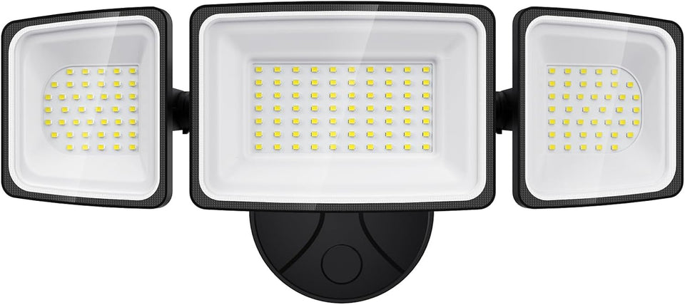 Onforu 130W LED security light front view with three adjustable heads for broad exterior coverage.