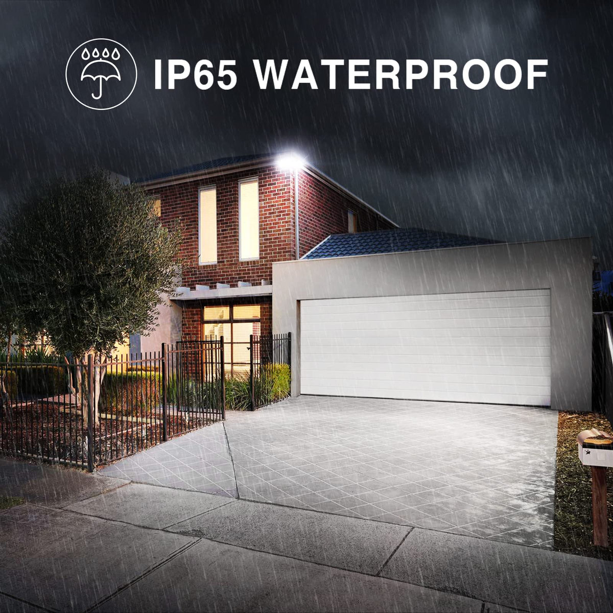 Onforu 130W LED security light IP65 waterproof design handles weather.