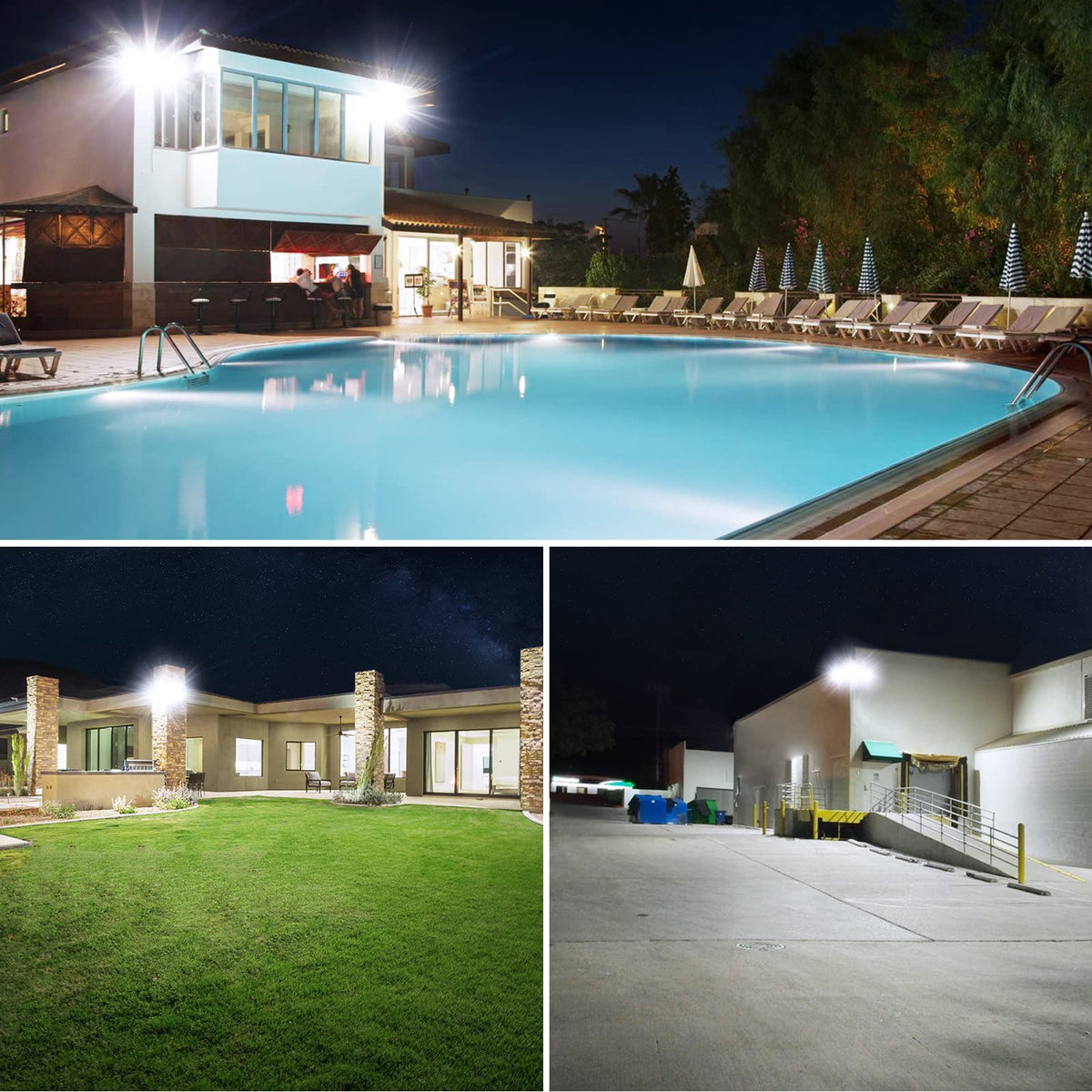Onforu 130W LED security light matte lens delivers soft illumination.