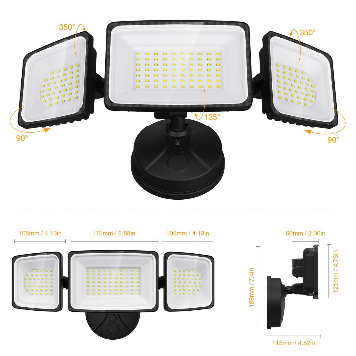 Onforu 130W LED security light wall-mount installation ready.