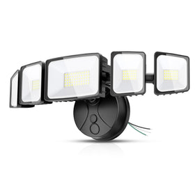 Onforu 150W LED flood light front view with five adjustable heads for broad yard lighting.
