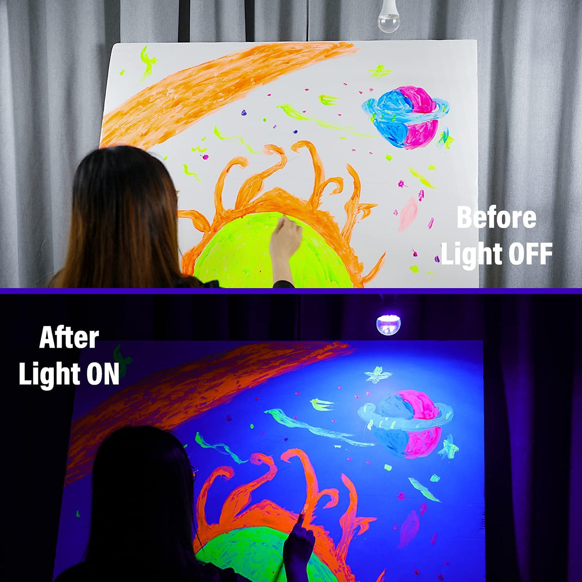 Onforu 15W bulb delivers a 120W-equivalent brightness for strong neon effects.