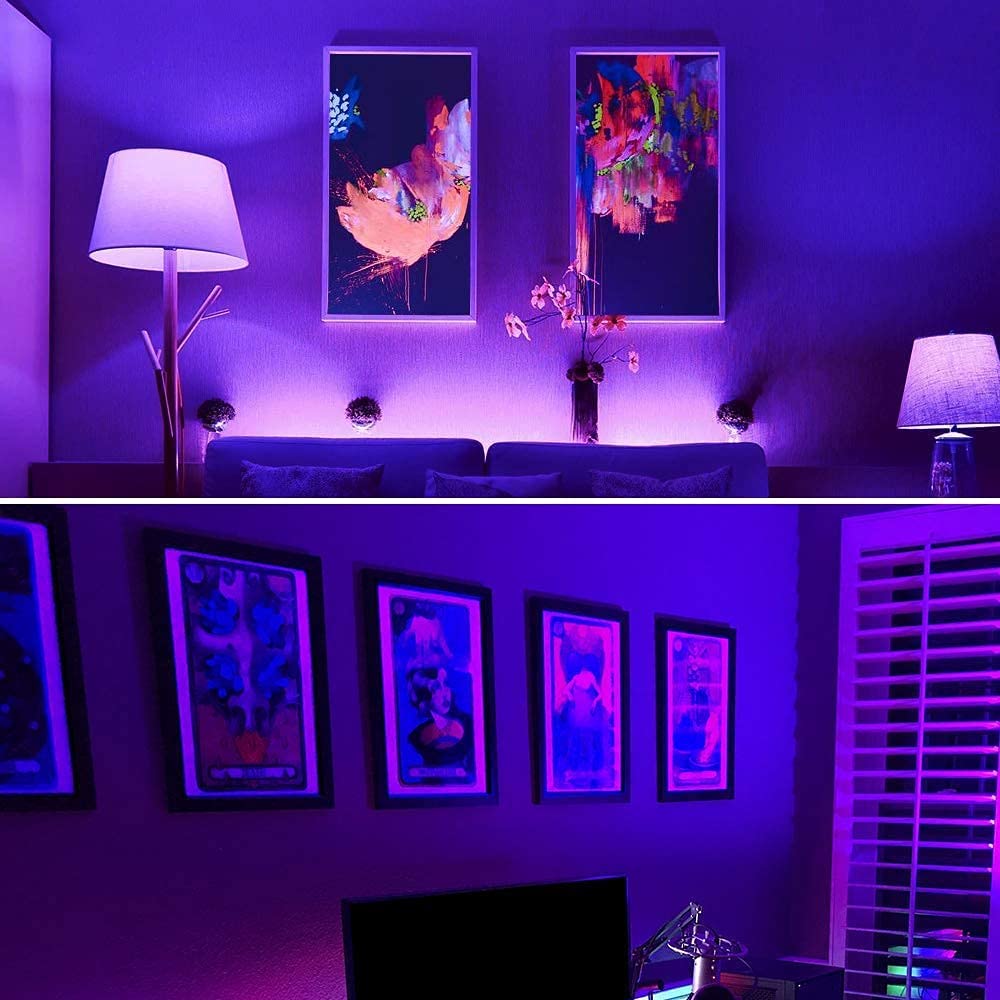 Onforu body paint setups shine vividly under this blacklight.