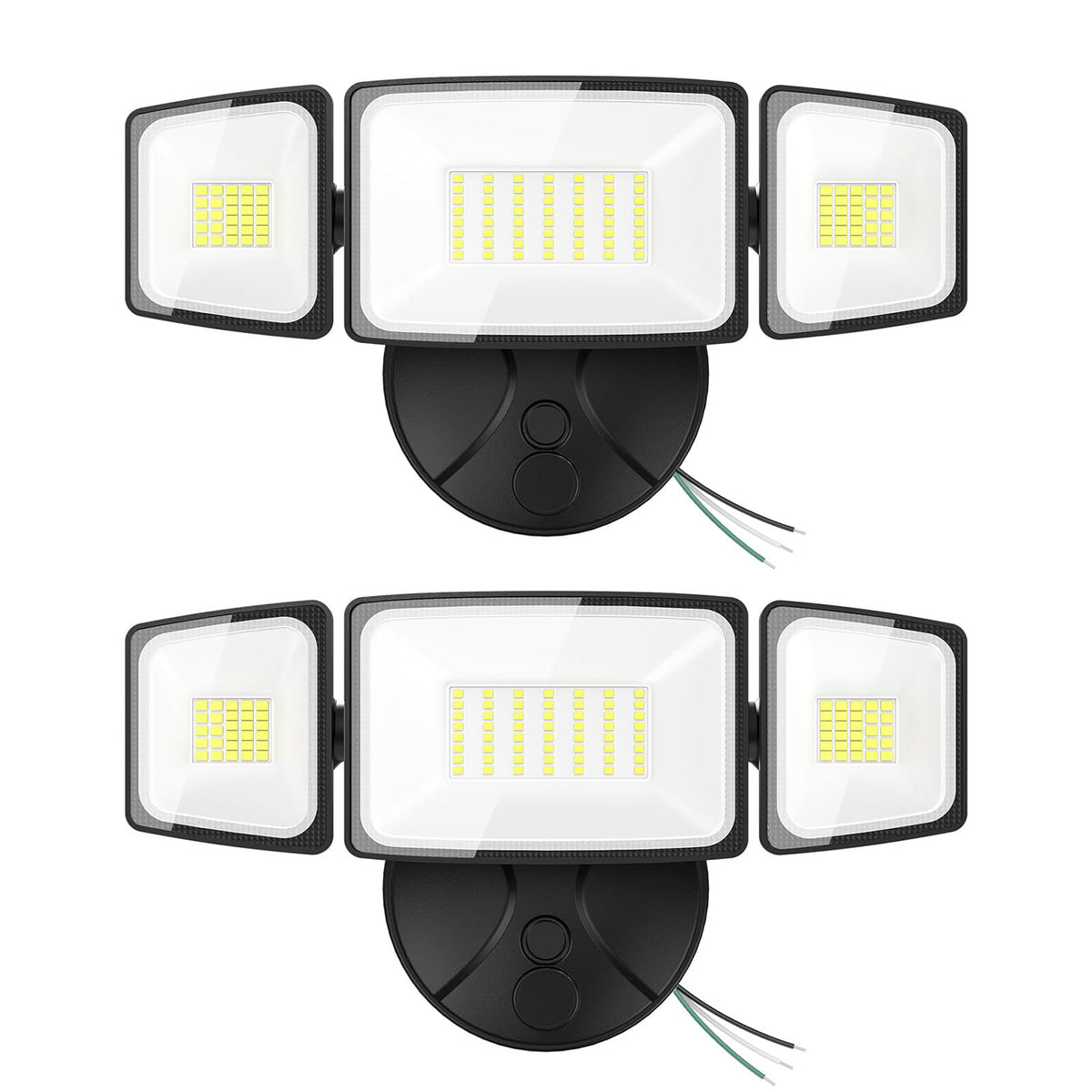 Onforu 2-pack 75W flood lights with trio heads for wide outdoor coverage.