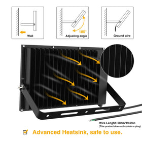 Onforu 200W flood light provides 6500K daylight-white visibility for night use.