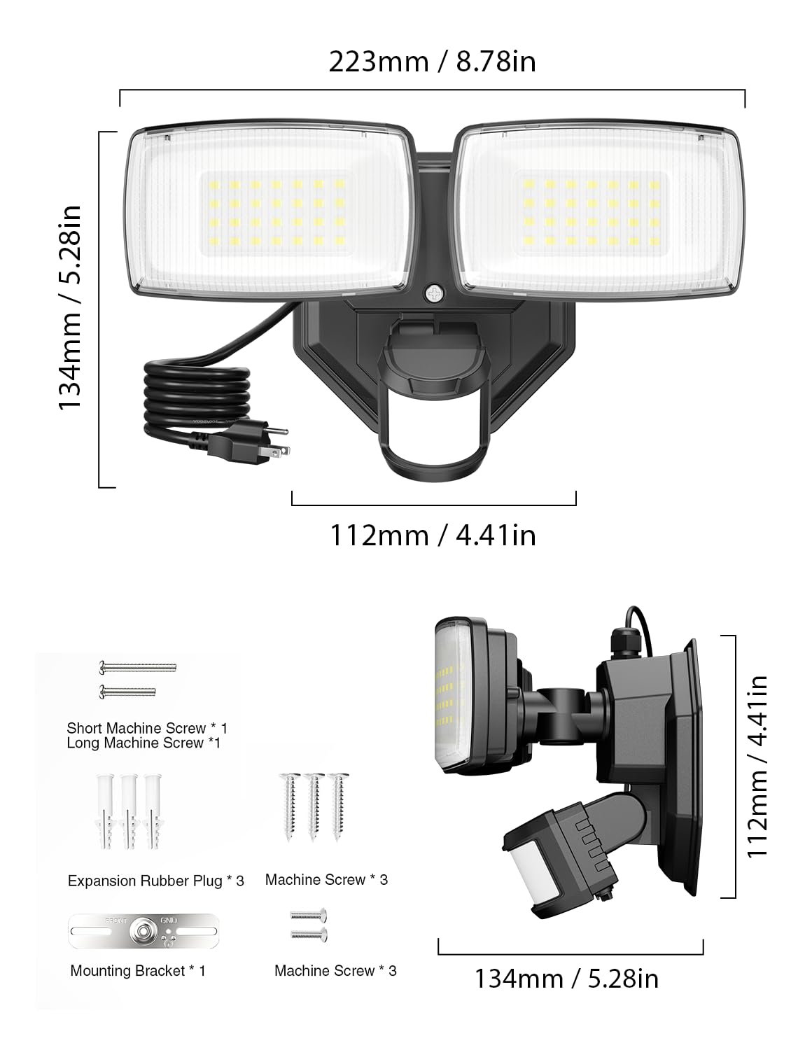 Onforu 3200LM security light delivering broad daylight-like visibility.